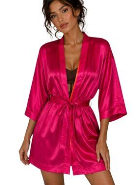 Victoria's Secret short satin robe - OS - hot pink